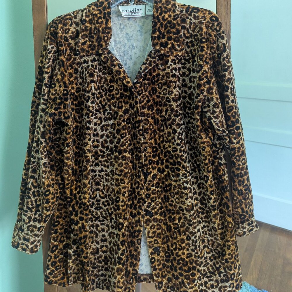 Vintage Velvet Animal Print Button Down
